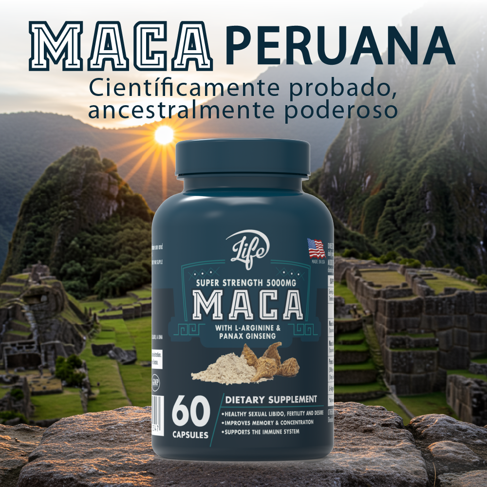 MACA + L-Arginina + Ginseng por 60 Cápsulas