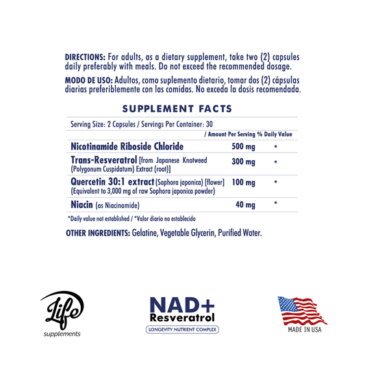 NAD+Resveratrol por 60 Cápsulas