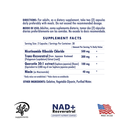 NAD+Resveratrol por 60 Cápsulas